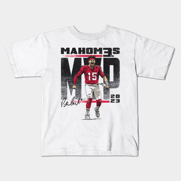 Patrick Mahomes Kansas City MVP 2023 LVIII Kids T-Shirt by ganisfarhan